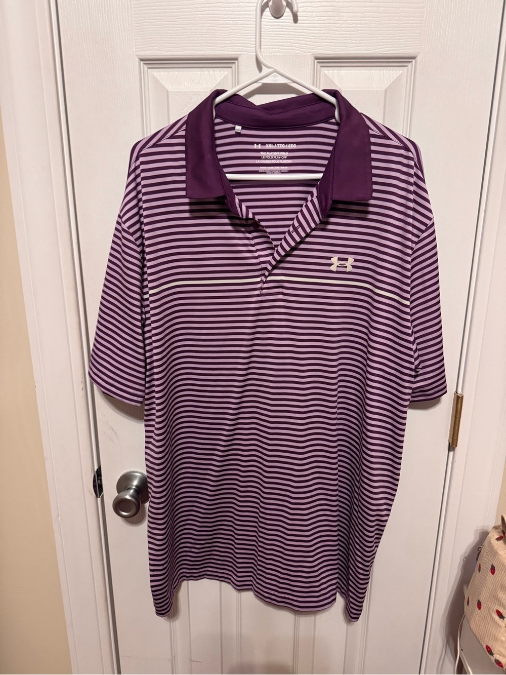 Under Armour Men’s Purple Striped Polo with Contrast Collar 2X